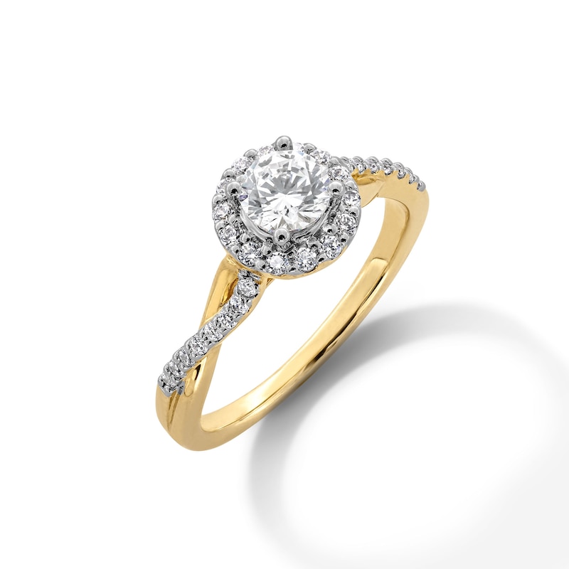 Main Image 3 of 0.70 CT. T.W. Certified Lab-Grown Diamond Frame Crossover Shank Engagement Ring in 14K Gold (F/VS2)