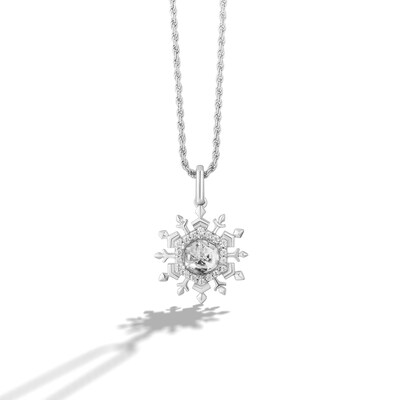 Limor Mindful Jewellery Elements Water White Quartz and 0.085 CT. T.W. Diamond Snowflake Pendant in Sterling Silver