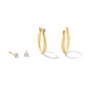 Thumbnail Image 1 of Child's Cubic Zirconia Solitaire Stud and Tube Hoop Earrings Set in 14K Gold
