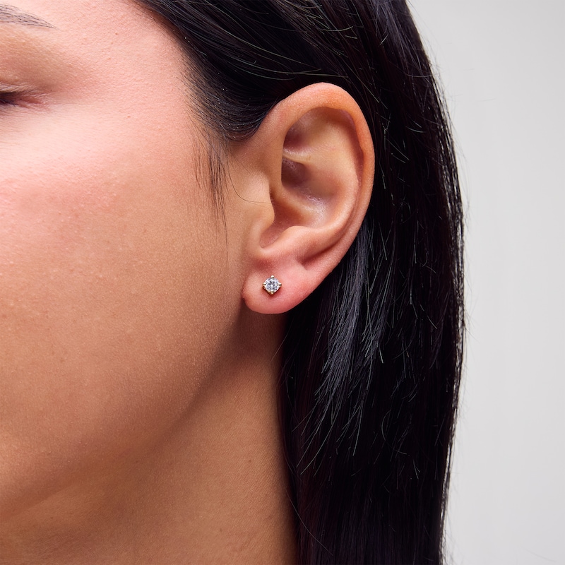 Main Image 2 of 0.50 CT. T.W. Certified Lab-Grown Diamond Solitaire Stud Earrings in Sterling Silver with 10K Gold Plate (I/SI2)