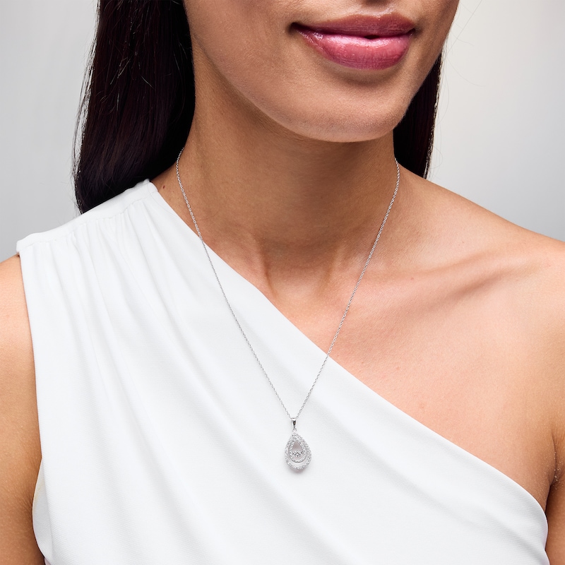 Main Image 2 of Unstoppable Love™ 0.50 CT. T.W. Certified Lab-Grown Diamond Double Teardrop Pendant in 14K White Gold (F/SI2)