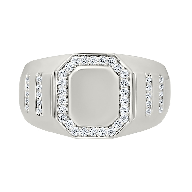 0.26 CT. T.W. Diamond Hexagon Signet Ring in Sterling Silver
