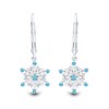 Swiss Blue Topaz and White Lab-Created Sapphire Snowflake Drop Pendant and Earrings Set in Sterling Silver