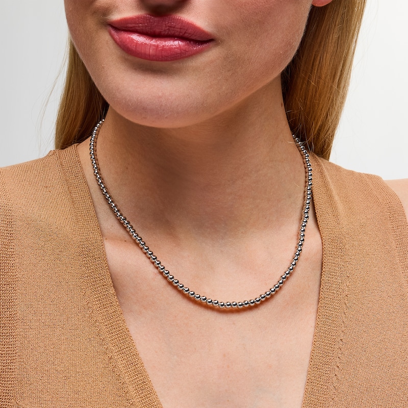 Main Image 2 of 2.0mm Bead Necklace in Hollow Sterling Silver - 24”