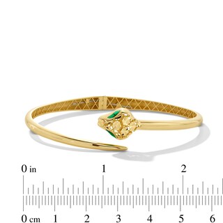Diamond-Cut Snake Open Bypass Bangle in Semi-Solid 14K Gold