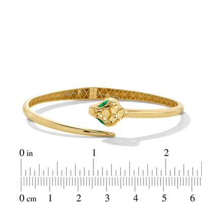 Diamond-Cut Snake Open Bypass Bangle in Semi-Solid 14K Gold