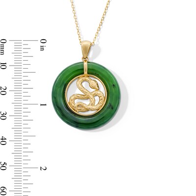 Jade Circle Snake Pendant in 14K Gold