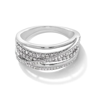 0.50 CT. T.W. Diamond Multi-Row Crossover Ring in Sterling Silver