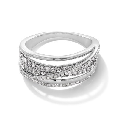 0.50 CT. T.W. Diamond Multi-Row Crossover Ring in Sterling Silver