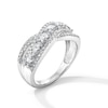 Thumbnail Image 2 of 1.25 CT. T.W. Oval Certified Lab-Grown Diamond Crossover Fashion Ring in 10K White Gold (F/SI2)