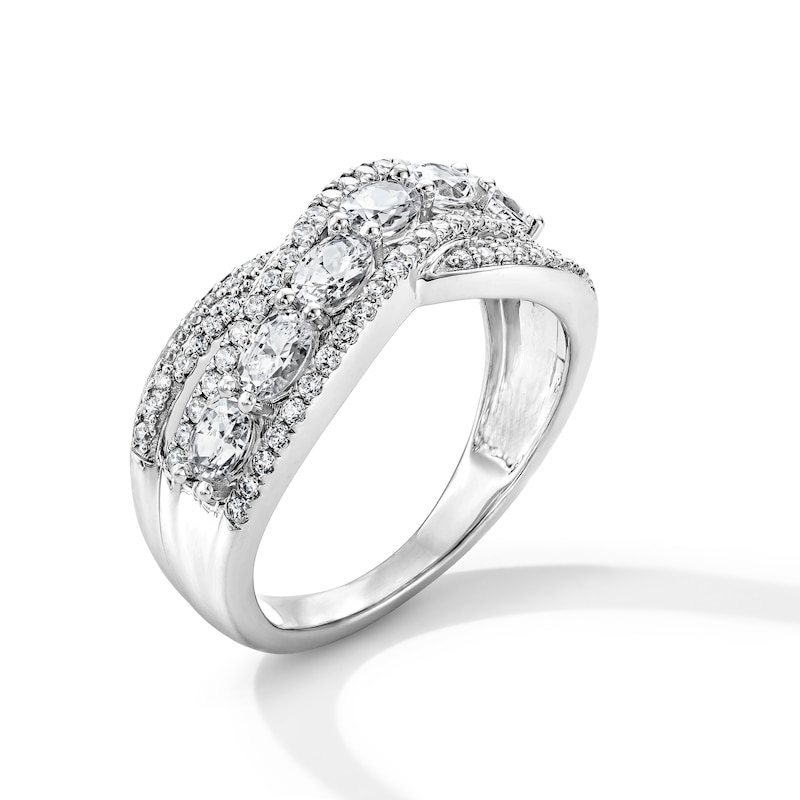 1.25 CT. T.W. Oval Certified Lab-Grown Diamond Crossover Fashion Ring in 10K White Gold (F/SI2)