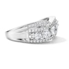 Thumbnail Image 3 of 1.25 CT. T.W. Oval Certified Lab-Grown Diamond Crossover Fashion Ring in 10K White Gold (F/SI2)