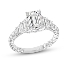 Enchanted Star Cinderella 3.95 CT. T.W. Emerald Certified Lab-Grown Diamond Collar Engagement Ring in 14K White Gold