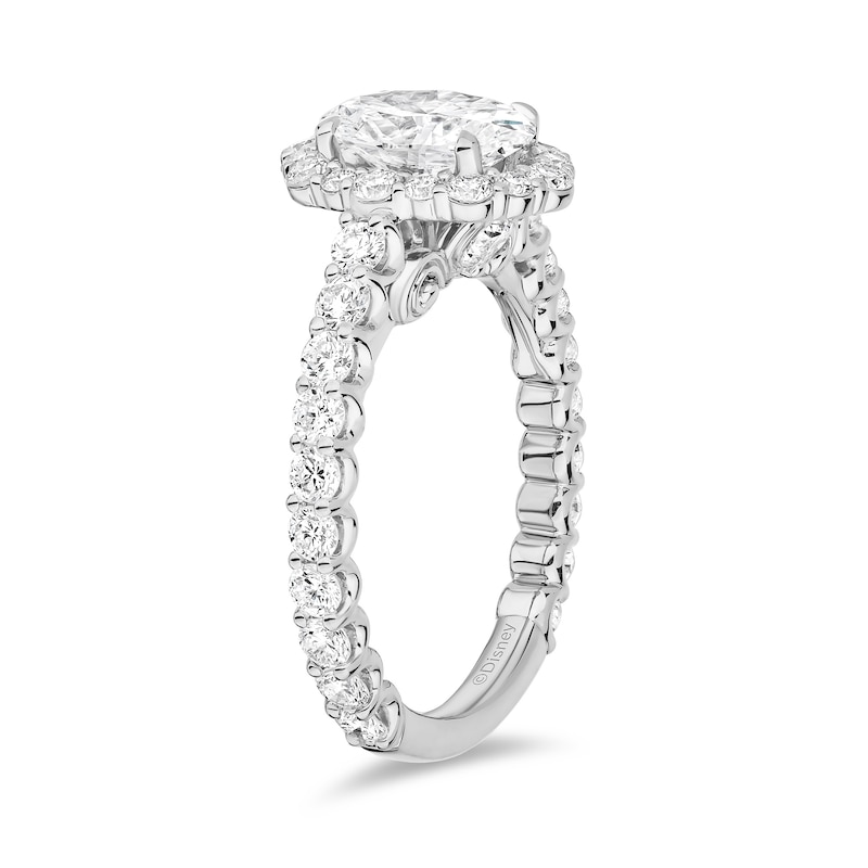 Main Image 2 of Enchanted Star Cinderella 2.80 CT. T.W. Oval Certified Lab-Grown Diamond Frame Engagement Ring in 14K White Gold