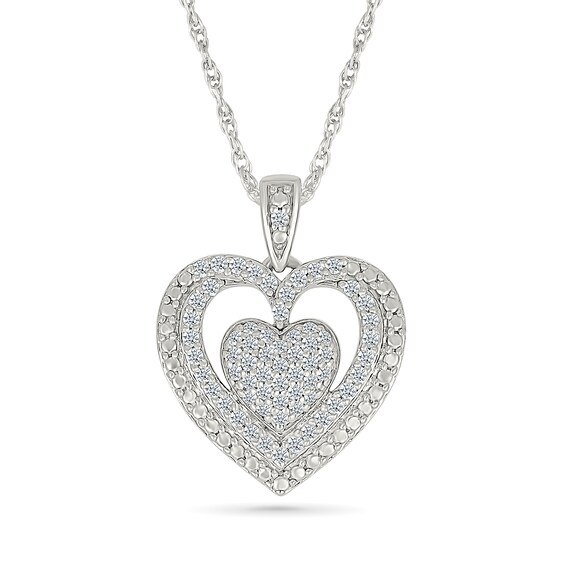 0.45 CT. T.W. Heart-Shaped Multi-Diamond Frame Pendant and Stud Earrings Set in Sterling Silver