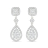 0.95 CT. T.W. Pear-Shaped Multi-Diamond Frame Drop Earrings in 10K White Gold