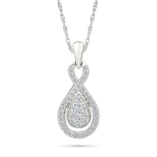 0.58 CT. T.W. Pear-Shaped Multi-Diamond Infinity Pendant and Drop Earrings Set in Sterling Silver