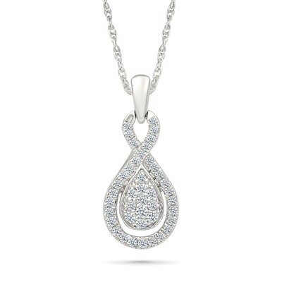 0.58 CT. T.W. Pear-Shaped Multi-Diamond Infinity Pendant and Drop Earrings Set in Sterling Silver