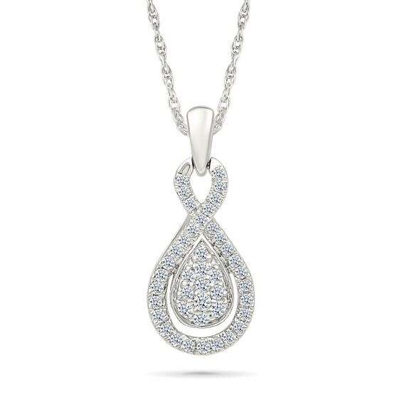 0.58 CT. T.W. Pear-Shaped Multi-Diamond Infinity Pendant and Drop Earrings Set in Sterling Silver