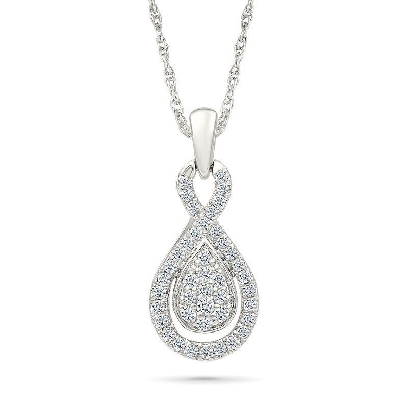 0.58 CT. T.W. Pear-Shaped Multi-Diamond Infinity Pendant and Drop Earrings Set in Sterling Silver