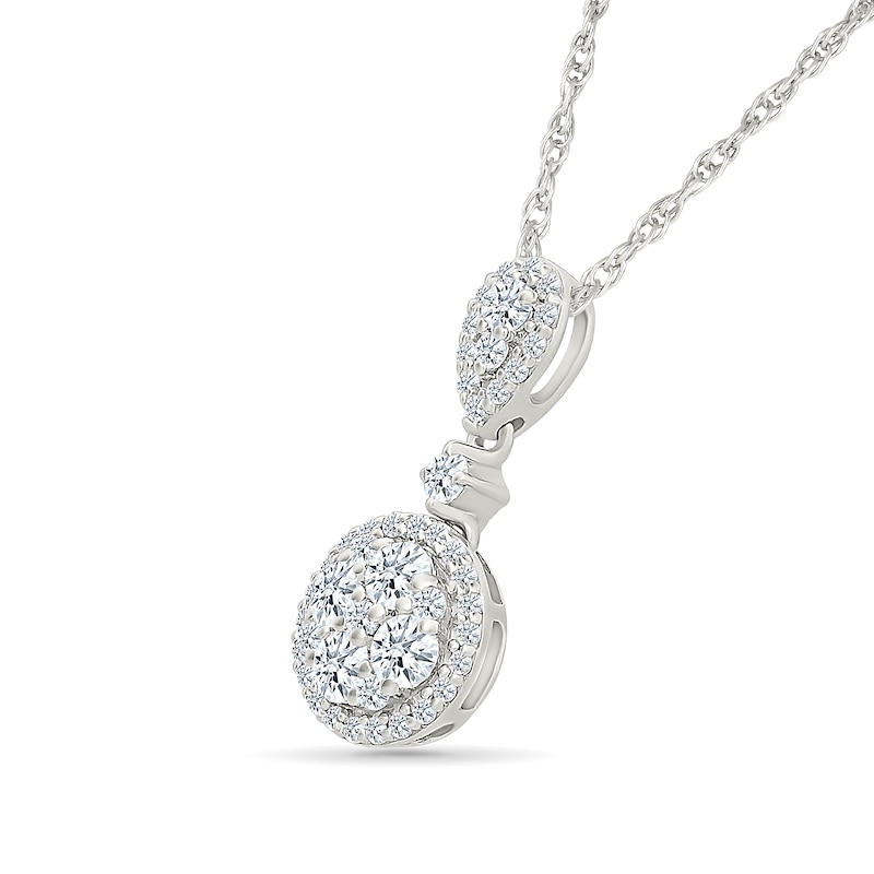 Main Image 3 of 1.23 CT. T.W. Multi-Diamond Frame Drop Pendant and Earrings Set in Sterling Silver