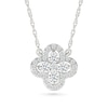 Thumbnail Image 2 of 0.82 CT. T.W. Diamond Clover Necklace and Stud Earrings Set in Sterling Silver