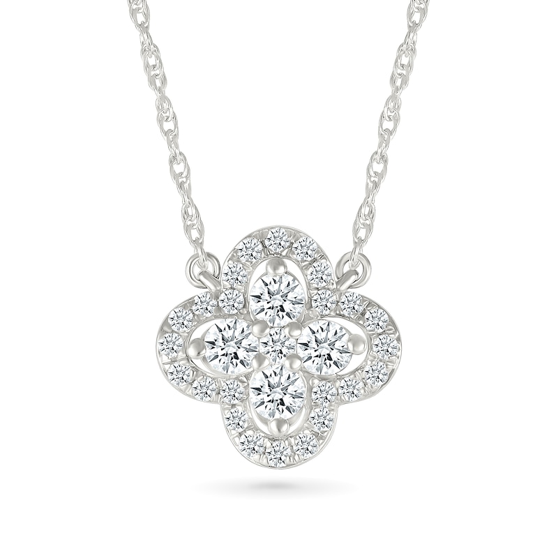 0.82 CT. T.W. Diamond Clover Necklace and Stud Earrings Set in Sterling Silver