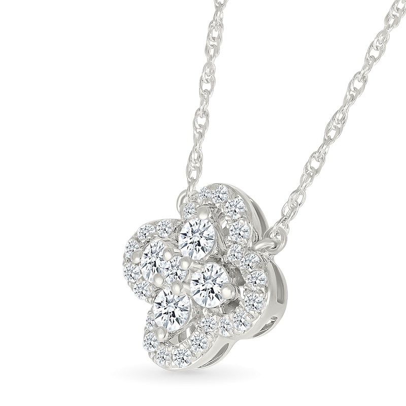 0.82 CT. T.W. Diamond Clover Necklace and Stud Earrings Set in Sterling Silver