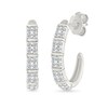 Thumbnail Image 1 of 0.23 CT. T.W. Diamond Quad J-Hoop Earrings in Sterling Silver