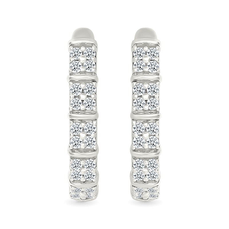 0.23 CT. T.W. Diamond Quad J-Hoop Earrings in Sterling Silver