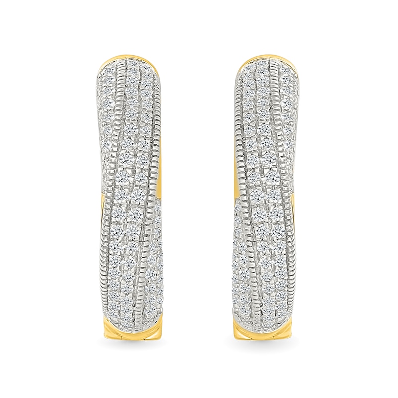 0.45 CT. T.W. Diamond Twist Hoop Earrings in 10K Gold