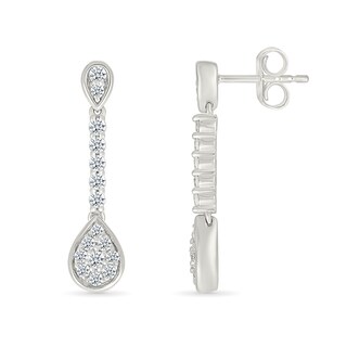 0.45 CT. T.W. Pear-Shaped Multi-Diamond Linear Drop Earrings in Sterling Silver