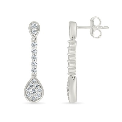 0.45 CT. T.W. Pear-Shaped Multi-Diamond Linear Drop Earrings in Sterling Silver