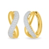 Thumbnail Image 1 of 0.80 CT. T.W. Diamond Puff Crossover Hoop Earrings in 10K Gold