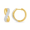 Thumbnail Image 2 of 0.80 CT. T.W. Diamond Puff Crossover Hoop Earrings in 10K Gold