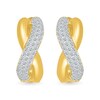 Thumbnail Image 3 of 0.80 CT. T.W. Diamond Puff Crossover Hoop Earrings in 10K Gold