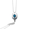 Thumbnail Image 1 of Limor Mindful Jewellery Spirit Animals Blue Topaz with Black and White Diamond Dragon Head Pendant in Sterling Silver