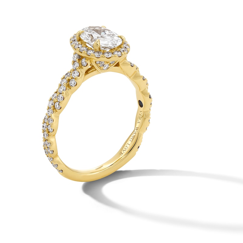Main Image 3 of Vera Wang Love Collection 1.58 CT. T.W. Oval Certified Lab-Grown Diamond Frame Twist Engagement Ring in 14K Gold