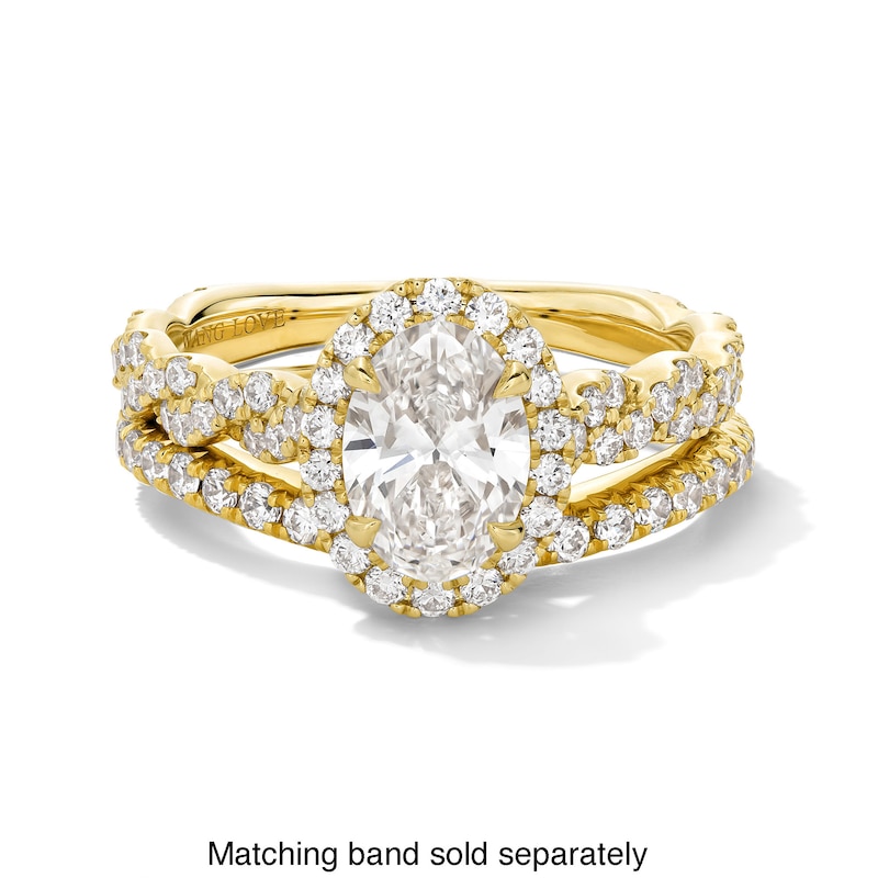 Main Image 5 of Vera Wang Love Collection 1.58 CT. T.W. Oval Certified Lab-Grown Diamond Frame Twist Engagement Ring in 14K Gold