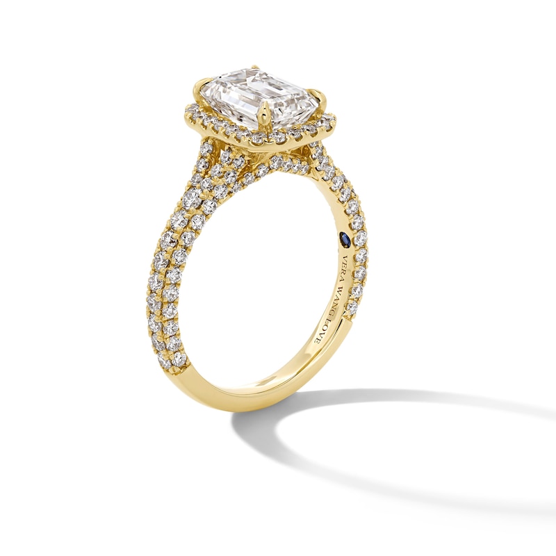 Main Image 3 of Vera Wang Love Collection 2.95 CT. T.W. Emerald-Cut Certified Lab-Grown Diamond Frame Engagement Ring in 14K Gold