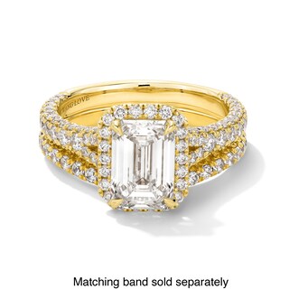 Vera Wang Love Collection 2.95 CT. T.W. Emerald-Cut Certified Lab-Created Diamond Frame Engagement Ring in 14K Gold