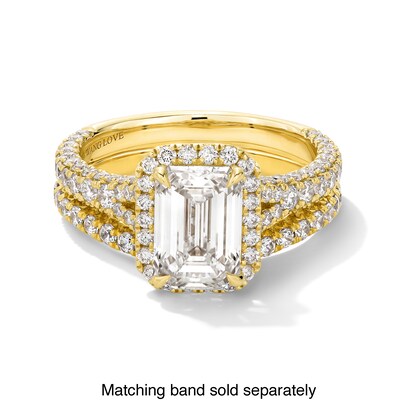 Vera Wang Love Collection 2.95 CT. T.W. Emerald-Cut Certified Lab-Created Diamond Frame Engagement Ring in 14K Gold