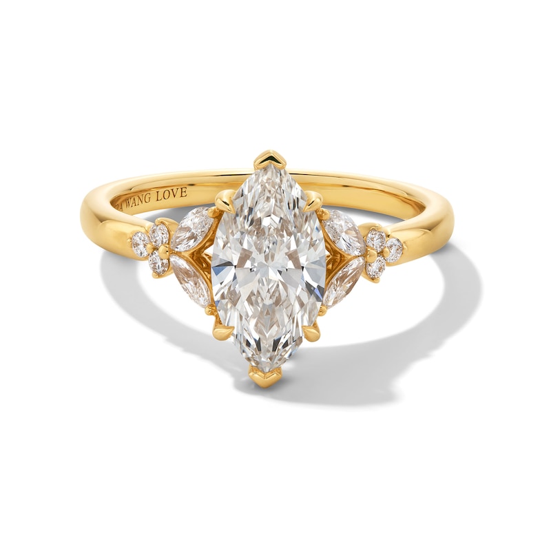 Main Image 1 of Vera Wang Love Collection 1.80 CT. T.W. Marquise-Cut Certified Lab-Grown Diamond Floral Engagement Ring in 14K Gold