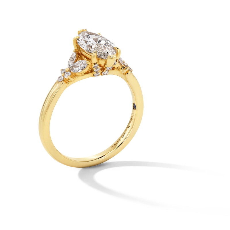 Main Image 3 of Vera Wang Love Collection 1.80 CT. T.W. Marquise-Cut Certified Lab-Grown Diamond Floral Engagement Ring in 14K Gold