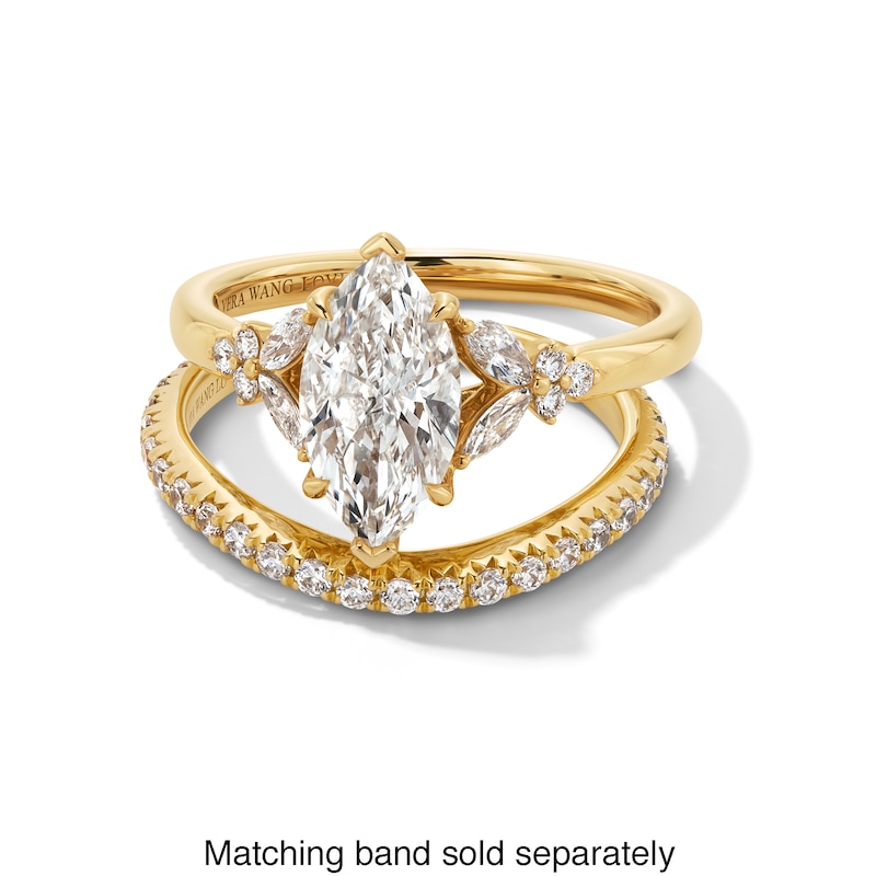 Main Image 4 of Vera Wang Love Collection 1.80 CT. T.W. Marquise-Cut Certified Lab-Grown Diamond Floral Engagement Ring in 14K Gold