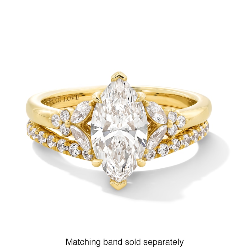 Main Image 5 of Vera Wang Love Collection 1.80 CT. T.W. Marquise-Cut Certified Lab-Grown Diamond Floral Engagement Ring in 14K Gold