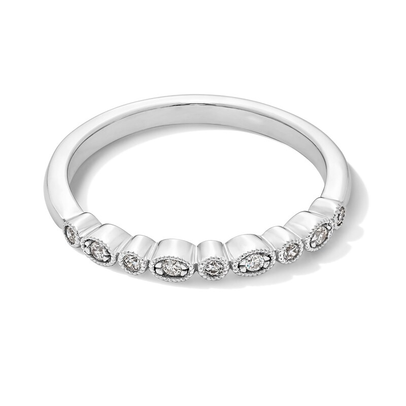 Main Image 5 of 0.50 CT. T.W. Oval Diamond Frame Art Deco Vintage-Style Bridal Set in 14K White Gold