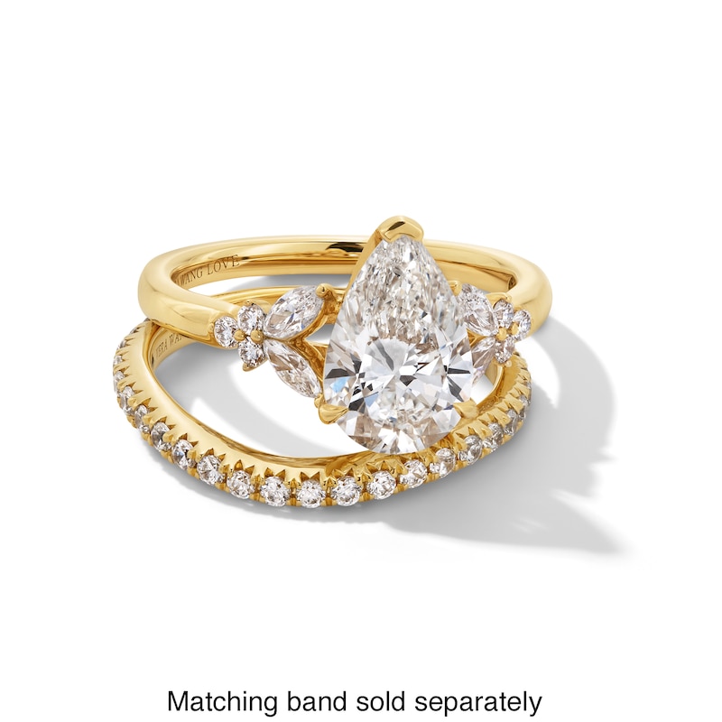 Main Image 4 of Vera Wang Love Collection 2.37 CT. T.W. Pear Certified Lab-Grown Diamond Floral Engagement Ring in 14K Gold (F/VS2)