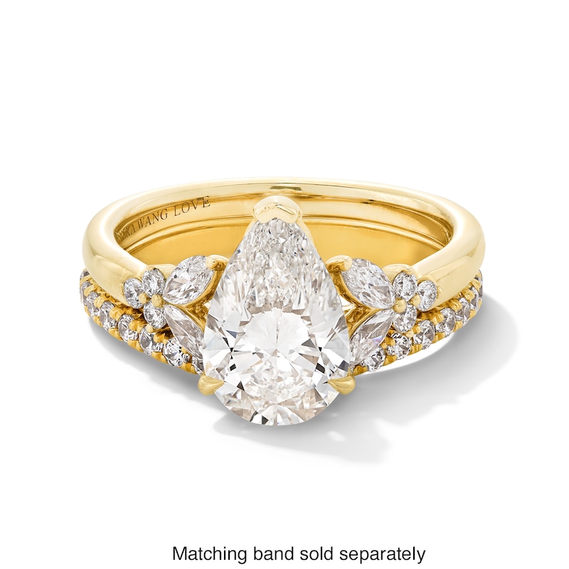 Main Image 5 of Vera Wang Love Collection 2.37 CT. T.W. Pear Certified Lab-Grown Diamond Floral Engagement Ring in 14K Gold (F/VS2)