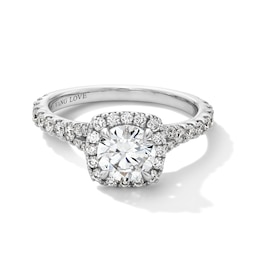 Vera Wang Love Collection 1.58 CT. T.W. Certified Lab-Grown Diamond Cushion Frame Engagement Ring in 14K White Gold